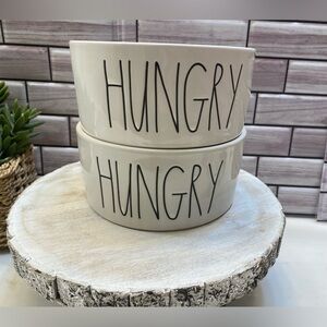 RAE DUNN❤️ “HUNGRY “ x2 BOWLS For medium & large dog New